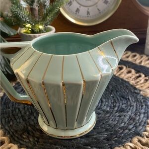 Sadler Vintage Mint Green and Gold Pitcher